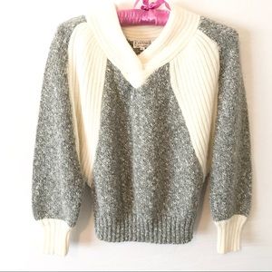 Christinas gray and white plush sweater size L